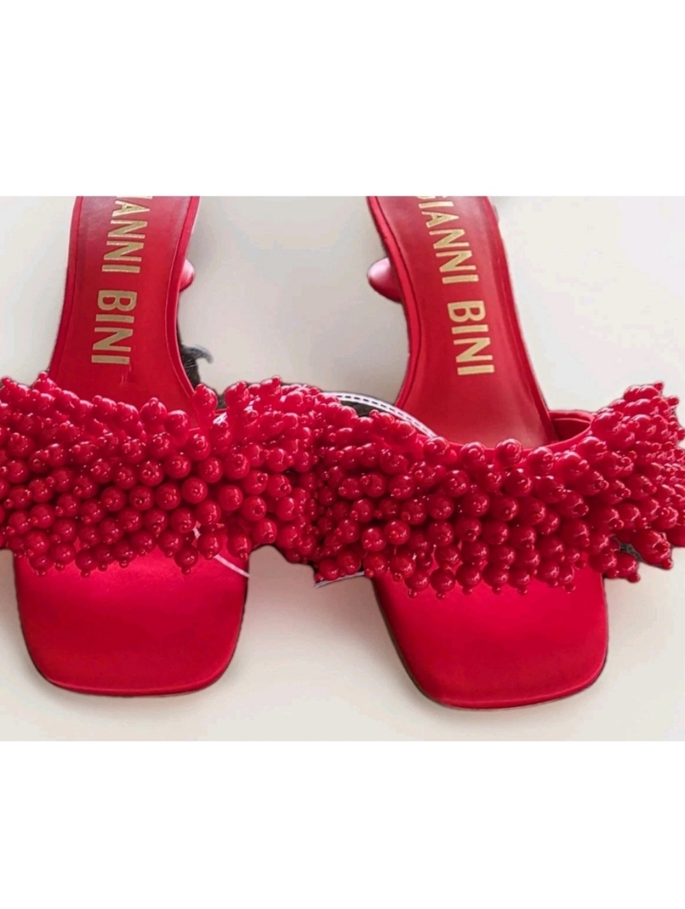 Gianni Bini Lonzo Beaded Square Toe Slide Sandals Red Sz 9 NWOB - Picture 3 of 12